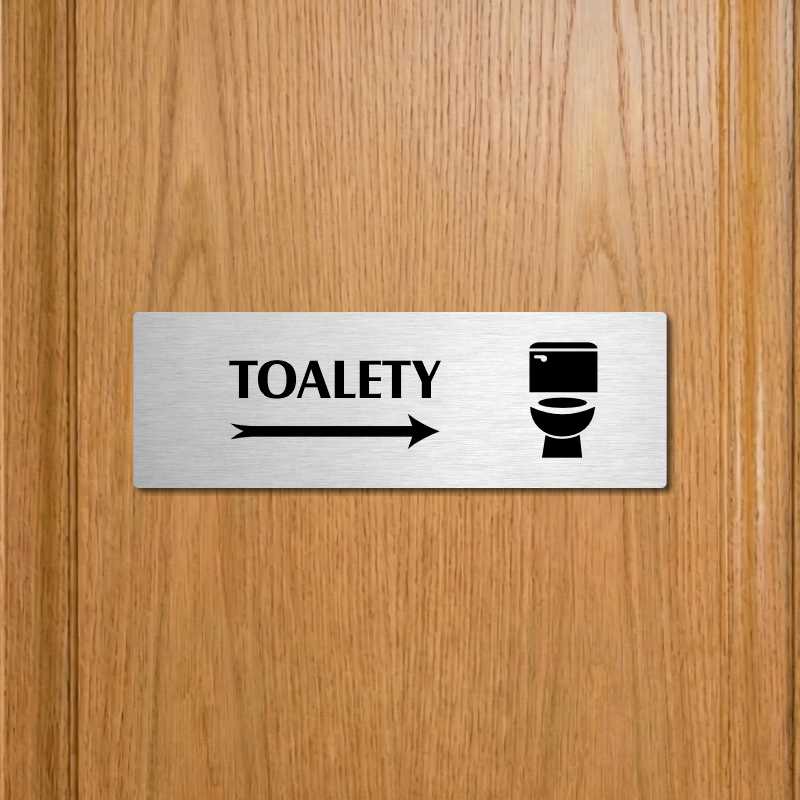 Toalety vpravo, 240x79mm, zlatá popiska 